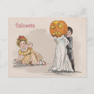 Postal Calabaza de Jack O' Lantern Fantasma Truco o Trato