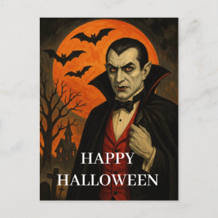 Postal Calabaza de Noche de Vampiros de Halloween