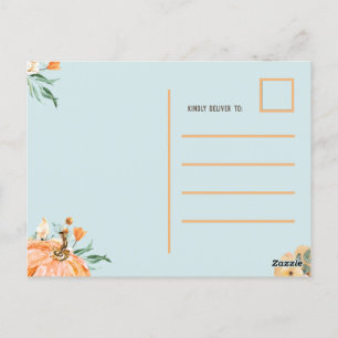 Postal Calabaza de otoño Baby Shower Blue,