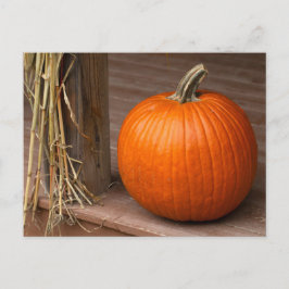 Postal Calabaza de otoño en el porche