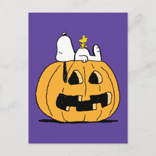Postal Calabaza de Snoopy y Woodstock para Halloween