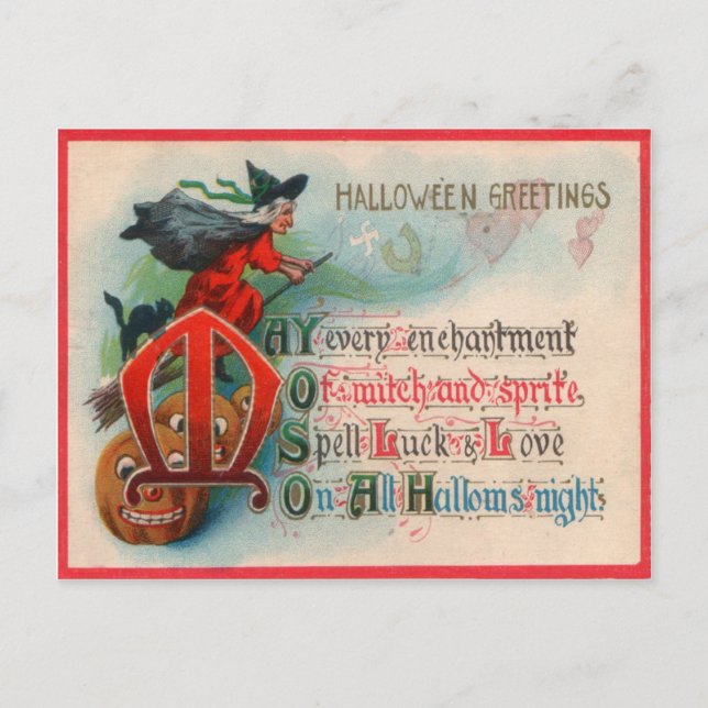 Postal Calabaza de Witch Jack O Lantern (Anverso)