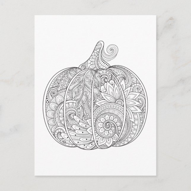 Postal Calabaza Decorativa Doodle (Anverso)
