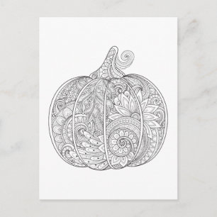 Postal Calabaza Decorativa Doodle