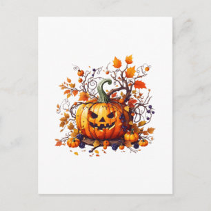 Postal calabaza divertida de otoño de Halloween