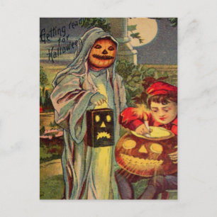 Postal Calabaza Fantasma de Jack O Lantern Trick R' Treat