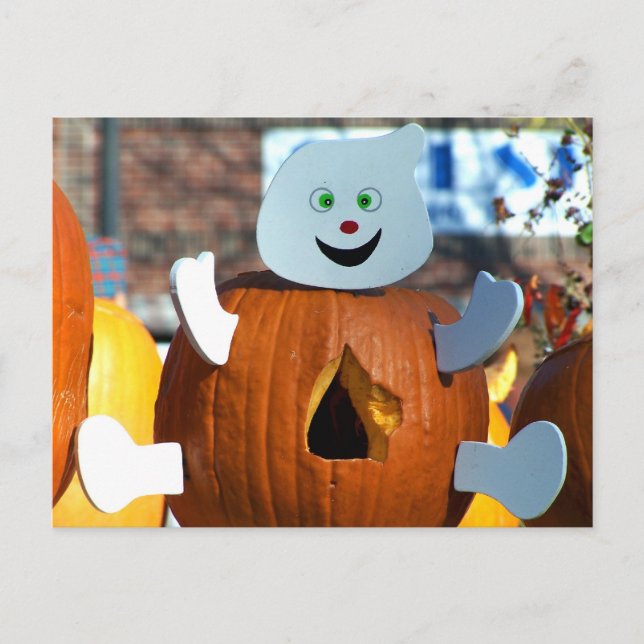 Postal Calabaza fantasma feliz (Anverso)