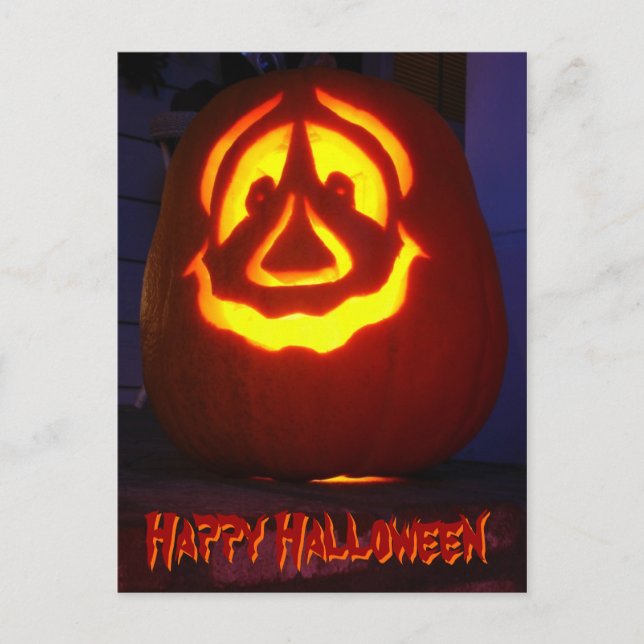 Postal Calabaza feliz de Halloween (Anverso)