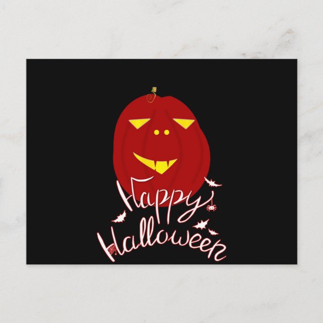 Postal Calabaza feliz de Halloween (Anverso)