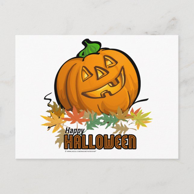 Postal Calabaza feliz de Halloween (Anverso)