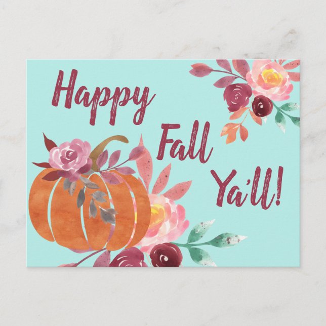 Postal Calabaza feliz otoño (Anverso)