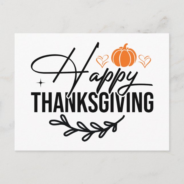 Postal Calabaza feliz simple de Acción de Gracias (Anverso)