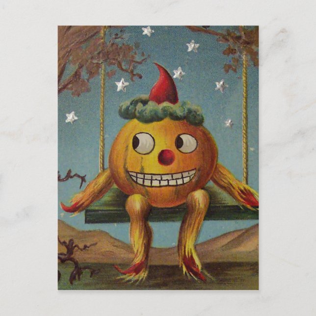 Postal Calabaza feliz (tarjeta de halloween vintage) (Anverso)