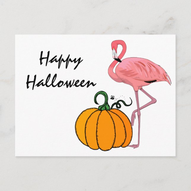 Postal Calabaza Flamingo Halloween (Anverso)