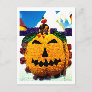 Postal Calabaza florida con bruja