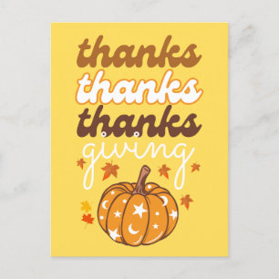 Postal Calabaza Groovy de otoño deja día de fiesta de Acc