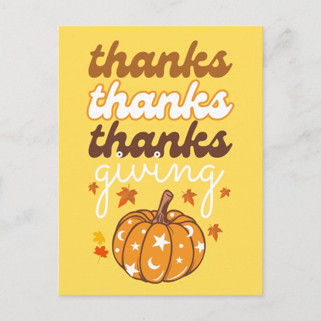Postal Calabaza Groovy de otoño deja día de fiesta de Acc (Anverso)
