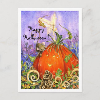 Postal Calabaza mágica y pequeños amigos