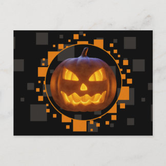 Postal Calabaza Malvada Espeluznante Naranja Negro Gris H