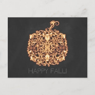 Postal Calabaza naranja brillante filigrana Otoño