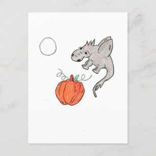 Postal Calabaza naranja con dragón