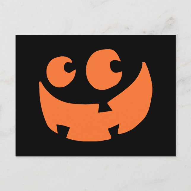 Postal Calabaza naranja feliz Halloween (Anverso)