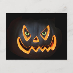 Postal Calabaza negra con ojos de gato