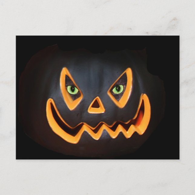 Postal Calabaza negra con ojos de gato (Anverso)