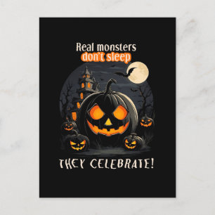 Postal Calabaza negra de Halloween