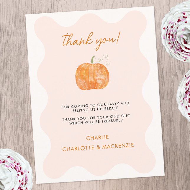 Postal Calabaza Otoño Caída Gracias (Cute pumpkin personalized autumn fall themed thank you postcard)