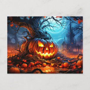 Postal Calabaza resplandeciente en el bosque