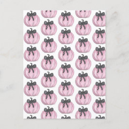 Postal Calabaza rosa con arco negro