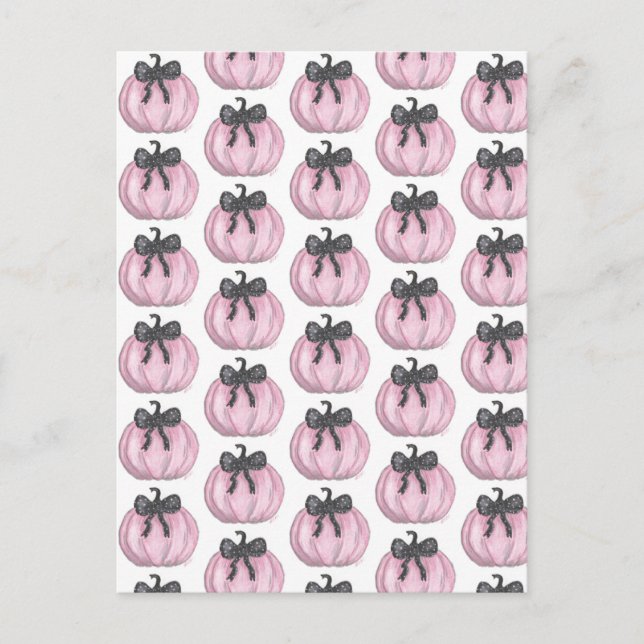 Postal Calabaza rosa con arco negro (Anverso)