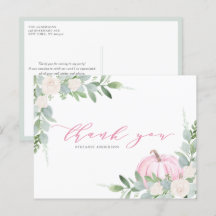 Calabaza rosa y vegetación otoño gracias