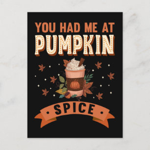 Postal Calabaza Spice Funny Halloween Pie Café Latte