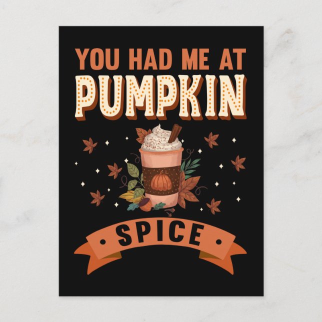 Postal Calabaza Spice Funny Halloween Pie Café Latte (Anverso)