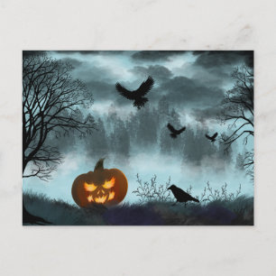 Postal Calabaza y calabaza de Halloween