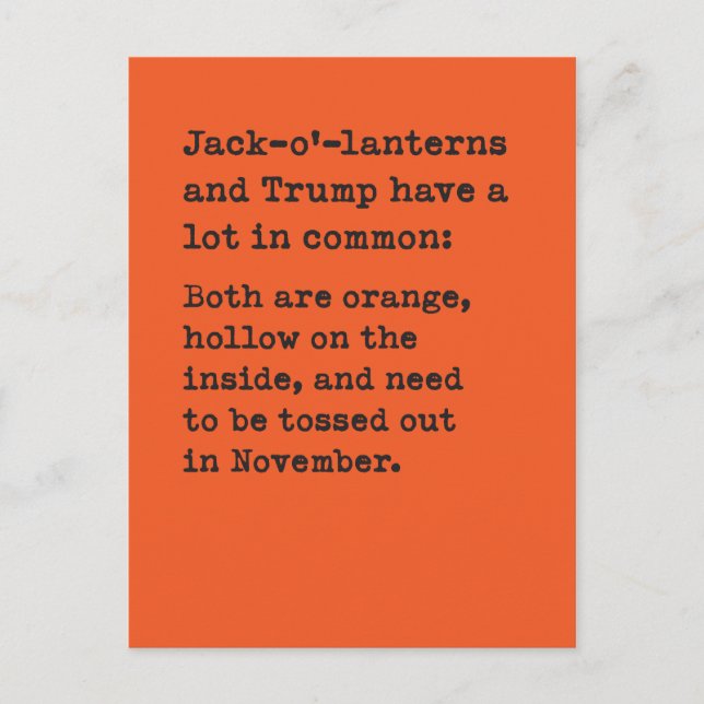 Postal Calabaza y Chiste de Halloween de Trump (Anverso)
