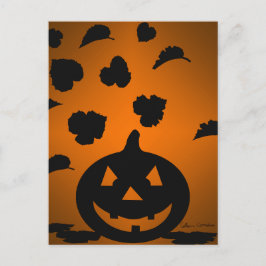 Postal Calabaza y hojas silueta