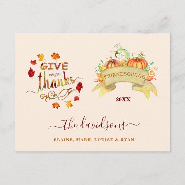 Postal Calabazas acuáticas dan gracias a Freindding (Anverso)