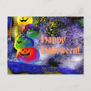 Postal Calabazas apiladas de Halloween en arte de gimp