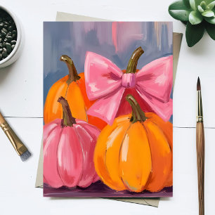 Postal Calabazas Bonitas Pintura De Acuarela De Otoño