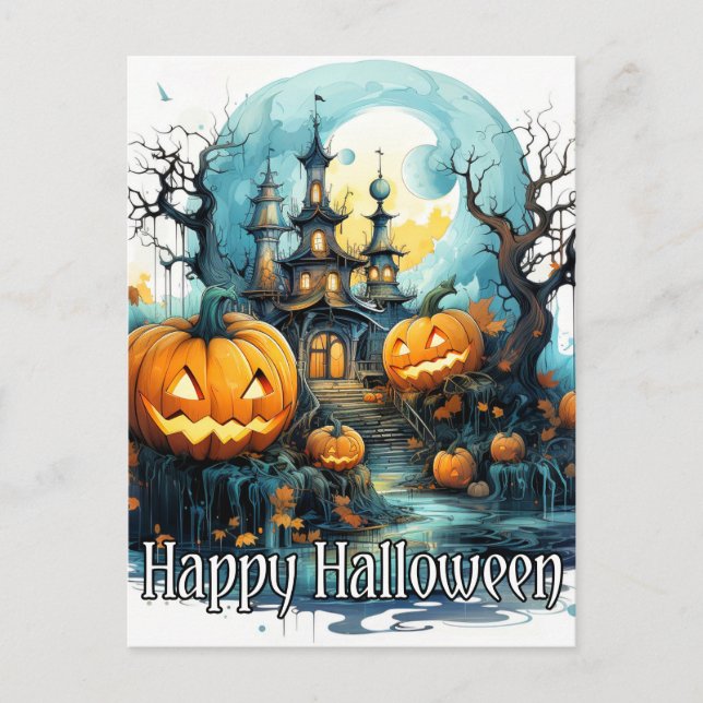 Postal Calabazas brillantes después de la luz de la luna (Anverso)