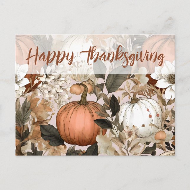 Postal Calabazas de Acción de Gracias (Anverso)