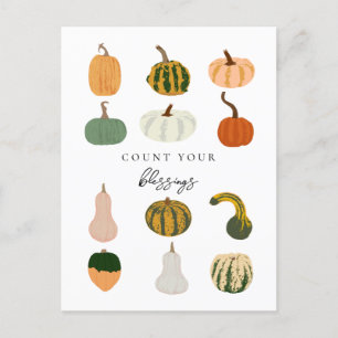 Postal Calabazas de contar tus bendiciones Otoño