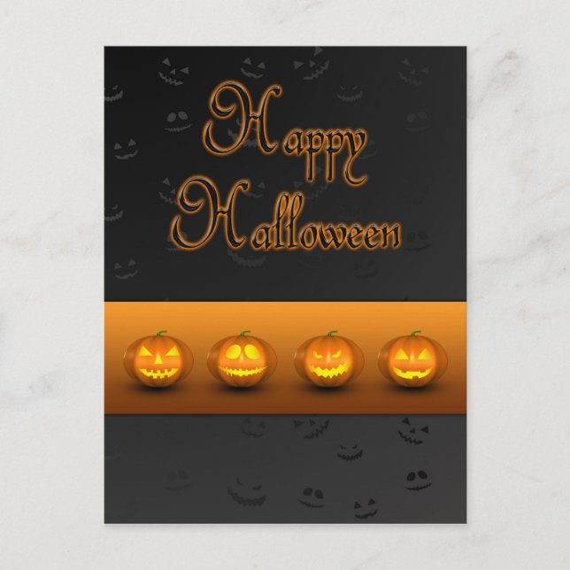 Postal Calabazas de Halloween Jack-o-Lantern (Anverso)