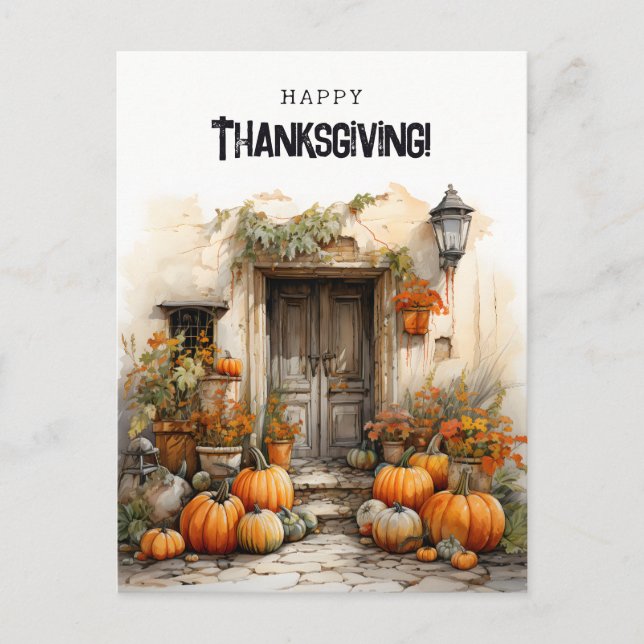 Postal Calabazas de otoño feliz día de gracias (Anverso)