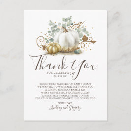 Postal Calabazas de Purpurina de oro y verde gracias