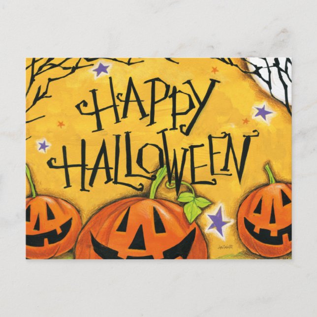 Postal Calabazas del feliz Halloween (Anverso)
