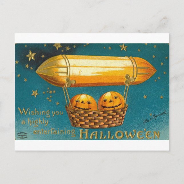 Postal Calabazas en cesta voladora (Anverso)